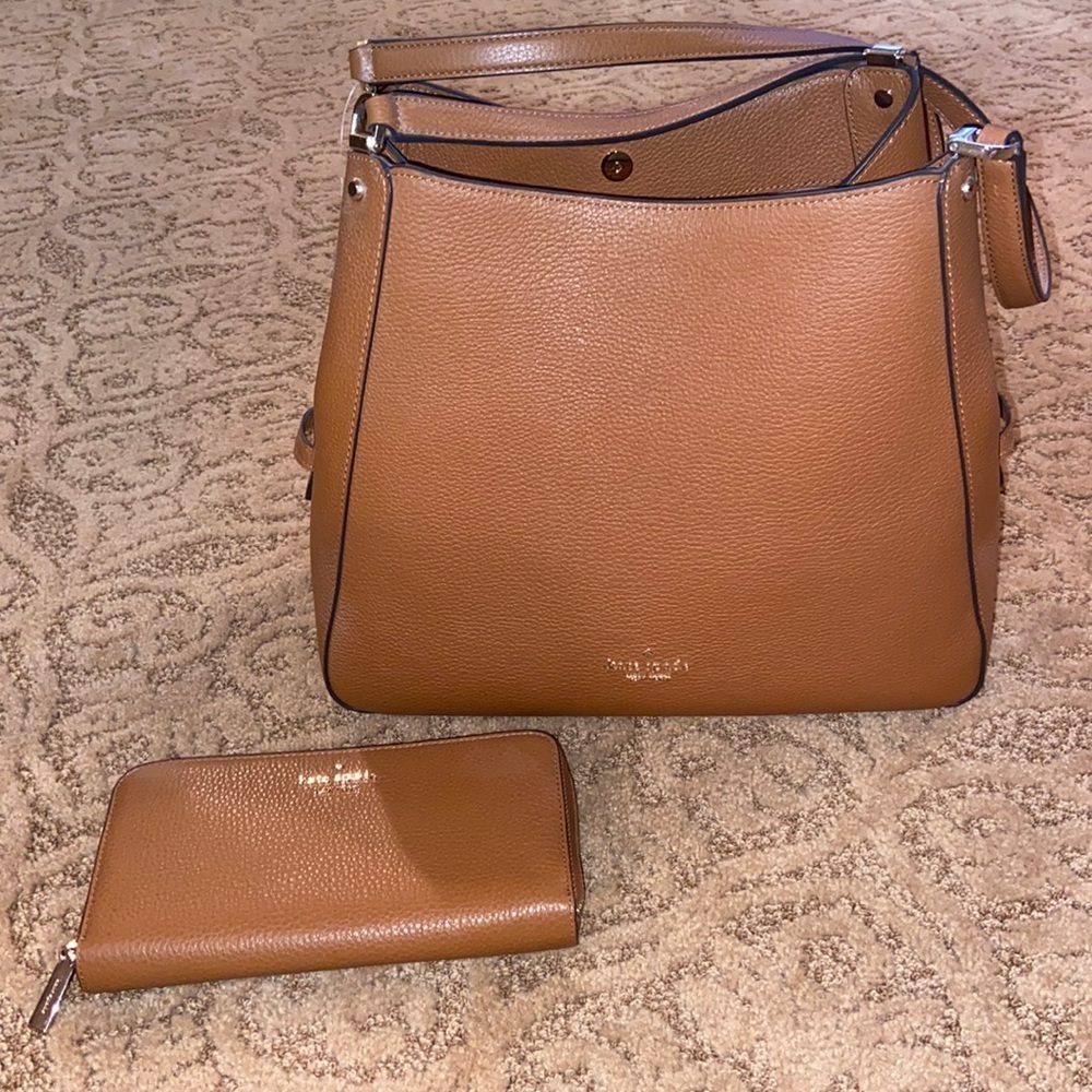 kate spade Tan Leather Shoulder Bag with Matching Wallet